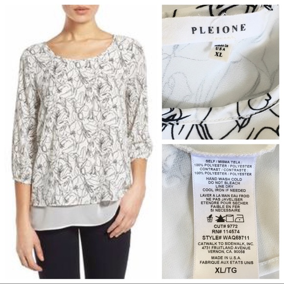 Pleione Abstract Floral Tiered Chiffon Blouse Top - Picture 8 of 8